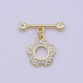 14K Gold plated OT Toggle Clasps Daisy Flower CZ Clasps Connectors for Jewelry Handmade Making Bracelet Necklace L-623 - DLUXCA