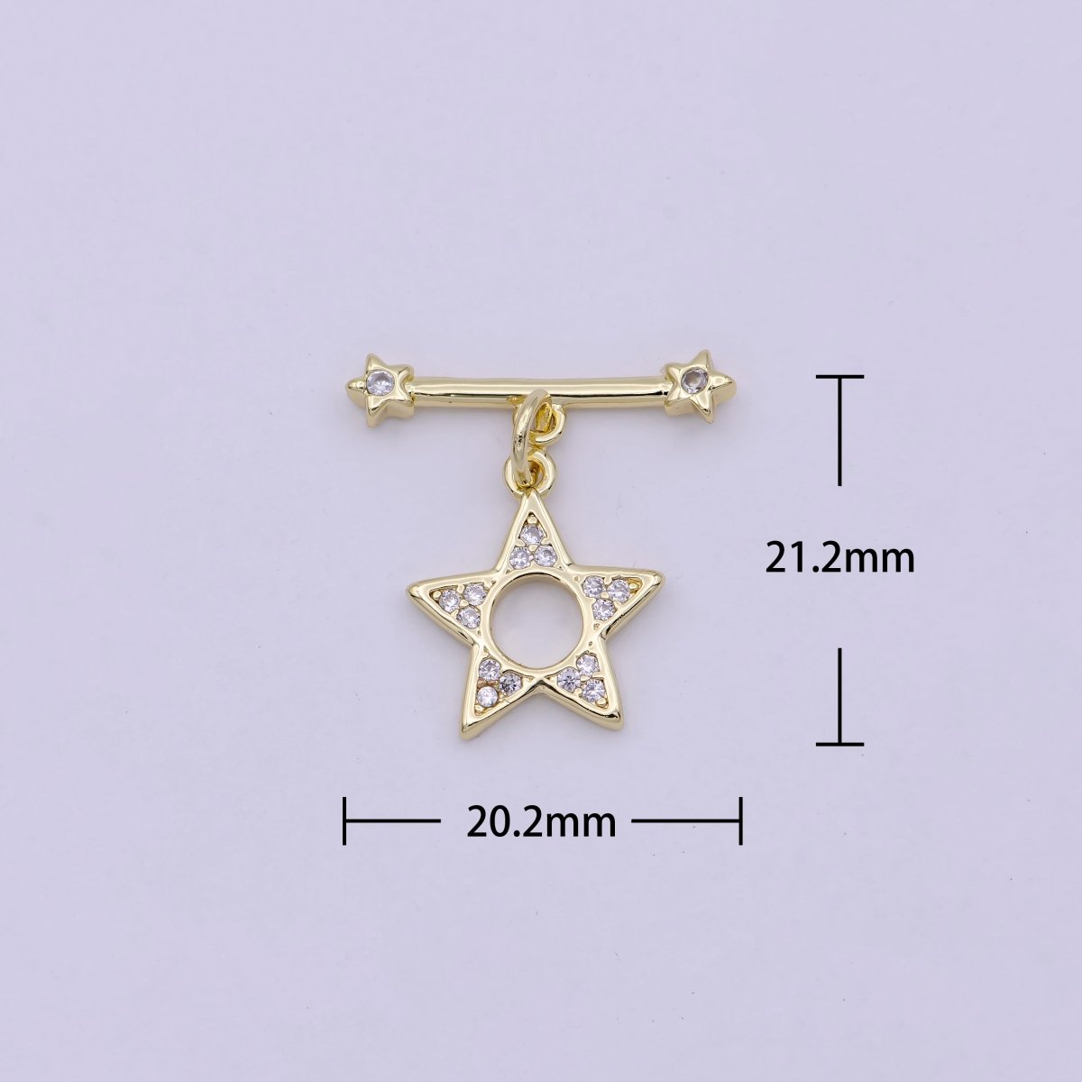 14K Gold plated OT Toggle Clasps Star CZ Clasps Connectors for Jewelry Handmade Making Bracelet Necklace L-624 - DLUXCA