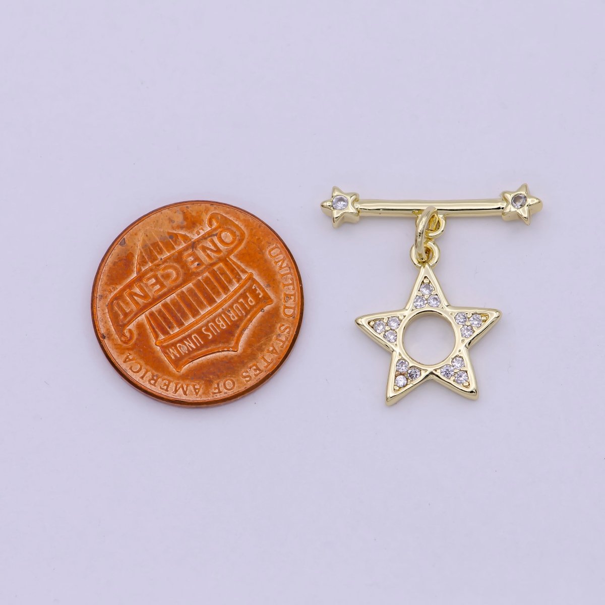 14K Gold plated OT Toggle Clasps Star CZ Clasps Connectors for Jewelry Handmade Making Bracelet Necklace L-624 - DLUXCA