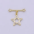 14K Gold plated OT Toggle Clasps Star CZ Clasps Connectors for Jewelry Handmade Making Bracelet Necklace L-624 - DLUXCA