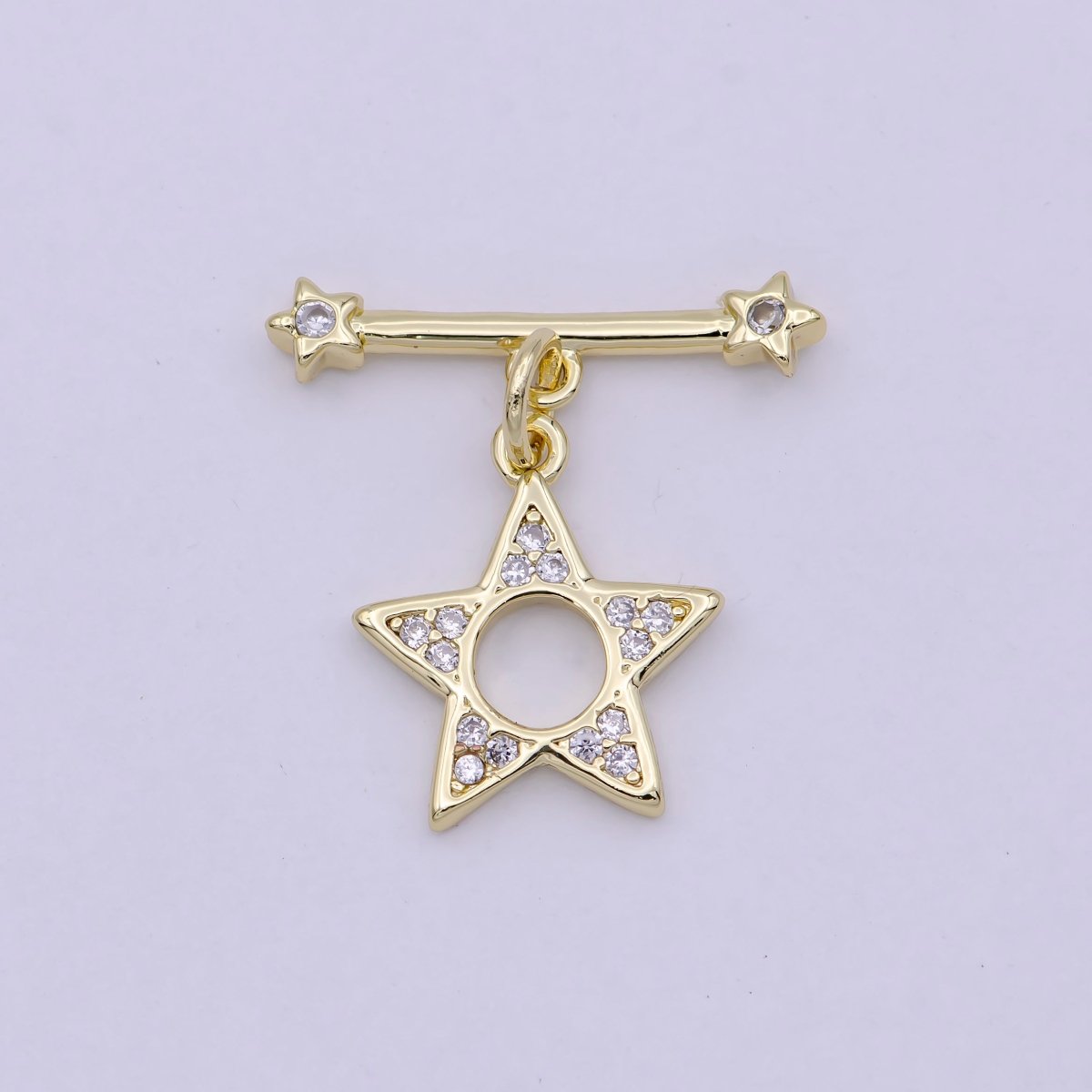 14K Gold plated OT Toggle Clasps Star CZ Clasps Connectors for Jewelry Handmade Making Bracelet Necklace L-624 - DLUXCA