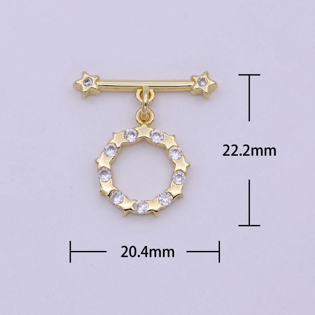 14K Gold plated OT Toggle Clasps Star CZ Clasps Connectors for Jewelry Handmade Making Bracelet Necklace L-630 - DLUXCA