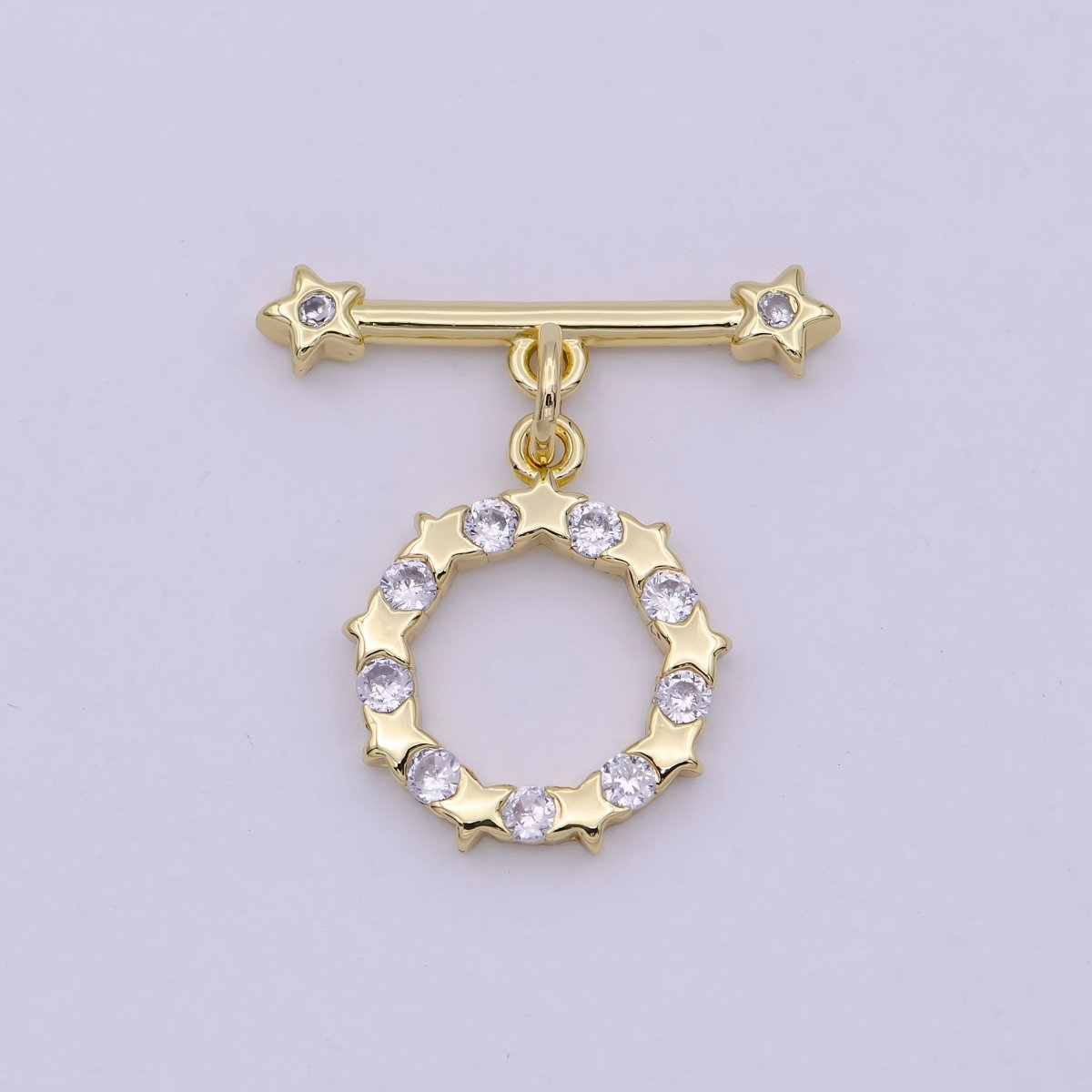 14K Gold plated OT Toggle Clasps Star CZ Clasps Connectors for Jewelry Handmade Making Bracelet Necklace L-630 - DLUXCA