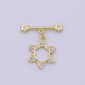 14K Gold plated OT Toggle Clasps Star CZ Clasps Connectors for Jewelry Handmade Making Bracelet Necklace L-631 - DLUXCA