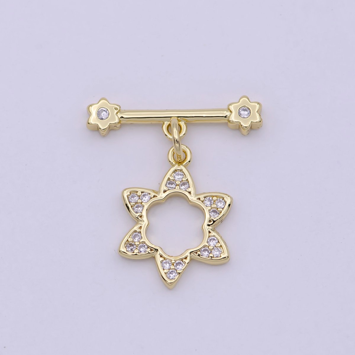 14K Gold plated OT Toggle Clasps Star CZ Clasps Connectors for Jewelry Handmade Making Bracelet Necklace L-631 - DLUXCA