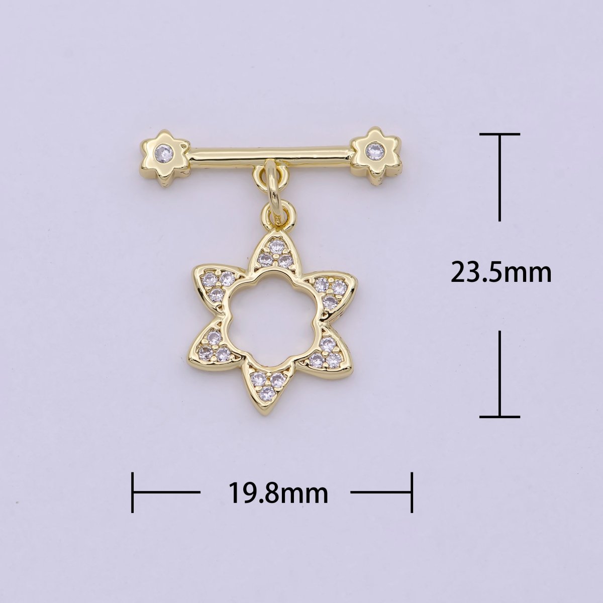 14K Gold plated OT Toggle Clasps Star CZ Clasps Connectors for Jewelry Handmade Making Bracelet Necklace L-631 - DLUXCA