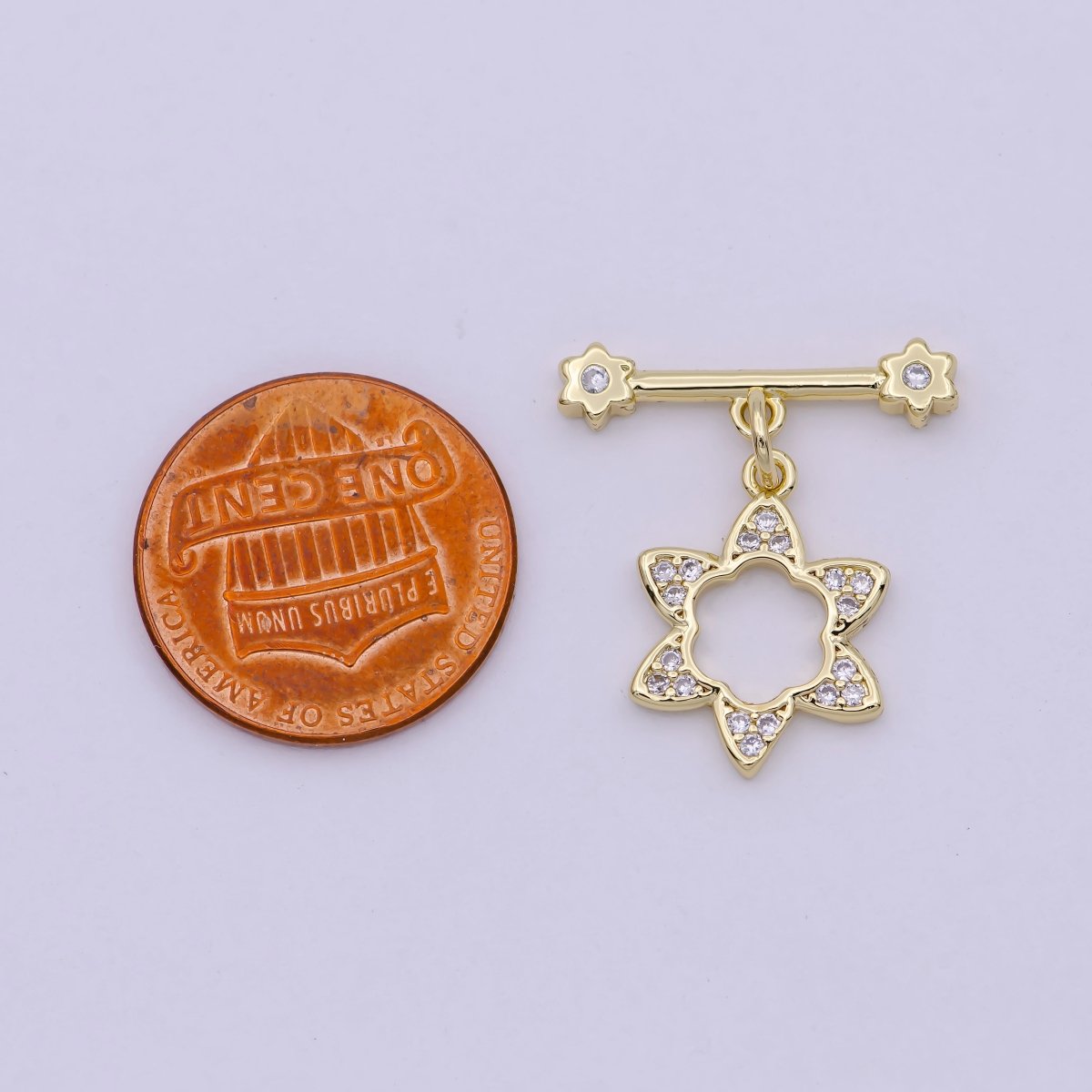 14K Gold plated OT Toggle Clasps Star CZ Clasps Connectors for Jewelry Handmade Making Bracelet Necklace L-631 - DLUXCA