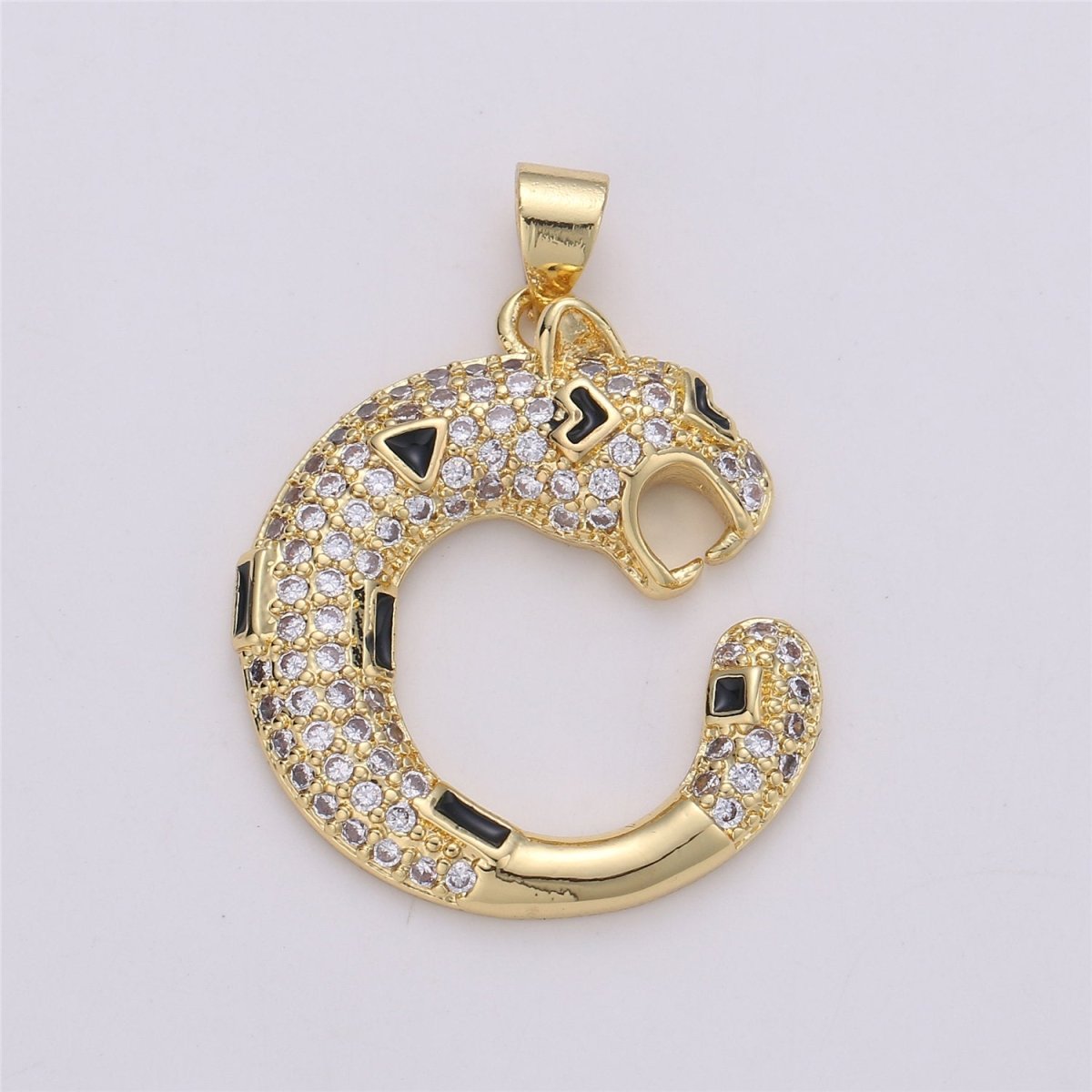 14k Gold plated Ouroboros Pendant, Snake Pendant, Ouroboros Charm, Snake Charm, Micro Pave Ouroboros Jewelry, Snake Jewelry, Serpent Charm I-616 - DLUXCA