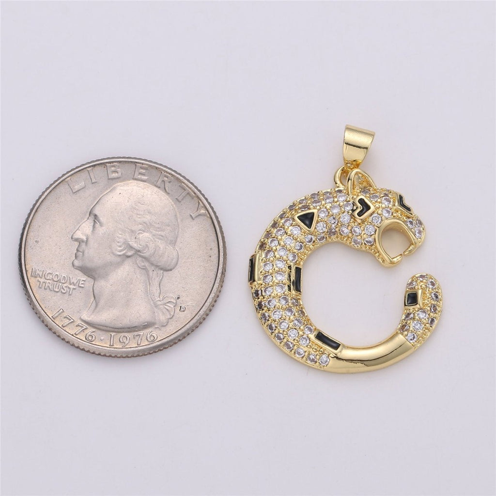 14k Gold plated Ouroboros Pendant, Snake Pendant, Ouroboros Charm, Snake Charm, Micro Pave Ouroboros Jewelry, Snake Jewelry, Serpent Charm I-616 - DLUXCA