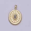 14K Gold plated Oval Charm Sunburst With Clear Eye Cz Centerpiece for Minimalist Jewelry Making N-610 - DLUXCA