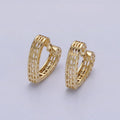 14K Gold plated Oval Filigree Heart Geometric Huggie Earrings | AB1532 - DLUXCA