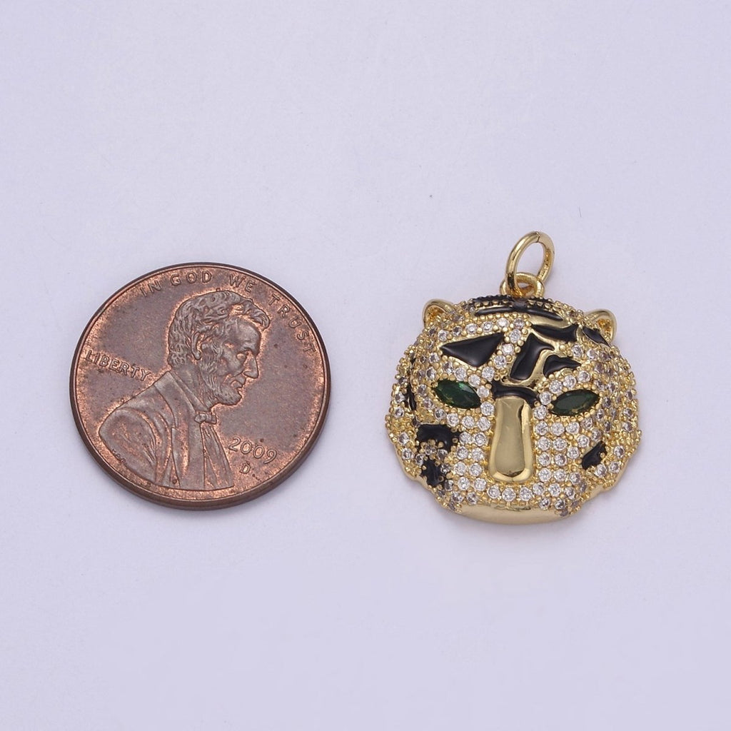 14k Gold plated Panther Pendant Leopard Animal Head Charm DIY Necklace Bracelet Jewelry Making Supplies W-191 - DLUXCA