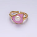 14K Gold plated Pearl Pink Glitter Enamel Abstract Ring in Gold & Silver | O710 O711