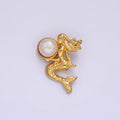 14K Gold plated Pearl Textured Mermaid Ocean Back Loop Pendant in Gold & Silver | N1888 N1889