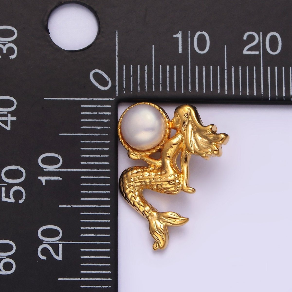 14K Gold plated Pearl Textured Mermaid Ocean Back Loop Pendant in Gold & Silver | N1888 N1889