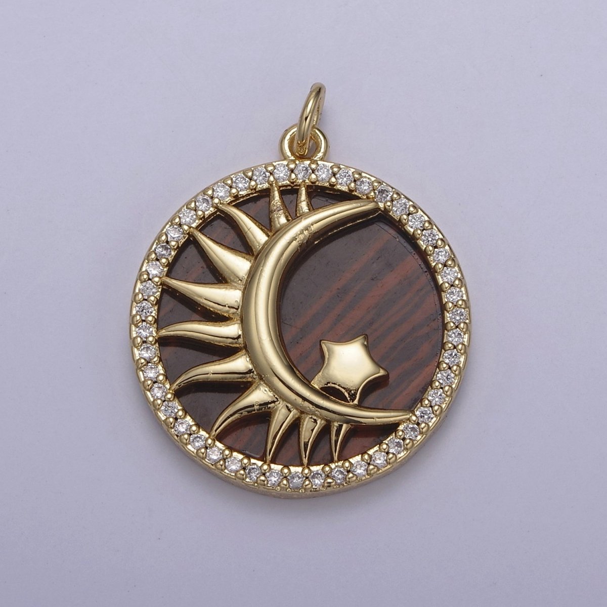 14K Gold plated Pearl, Tiger Eye, Abalone Shell Charm Pendant Crescent moon Star Charm for Celestial Necklace Bracelet Jewelry Making N-700