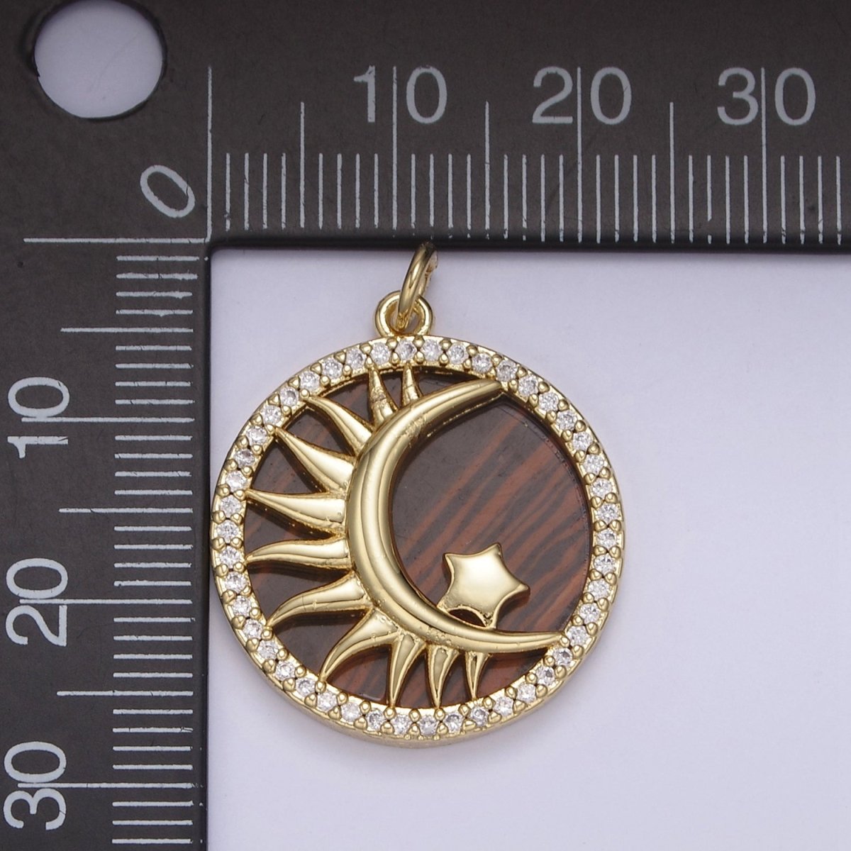 14K Gold plated Pearl, Tiger Eye, Abalone Shell Charm Pendant Crescent moon Star Charm for Celestial Necklace Bracelet Jewelry Making N-700