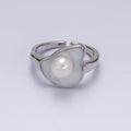 14K Gold plated Pearl White Glitter Enamel Abstract Ring in Gold & Silver | O708 O709