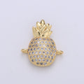 14k Gold plated Pineapple Charm Gold Bracelet Connector Craft Cubic Zirconia Bracelet Charm Bead Findings Connector for Jewelry Making F-424 - DLUXCA