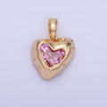 14K Gold plated Pink CZ Dotted Molten Heart Pendant | AA1281 - DLUXCA