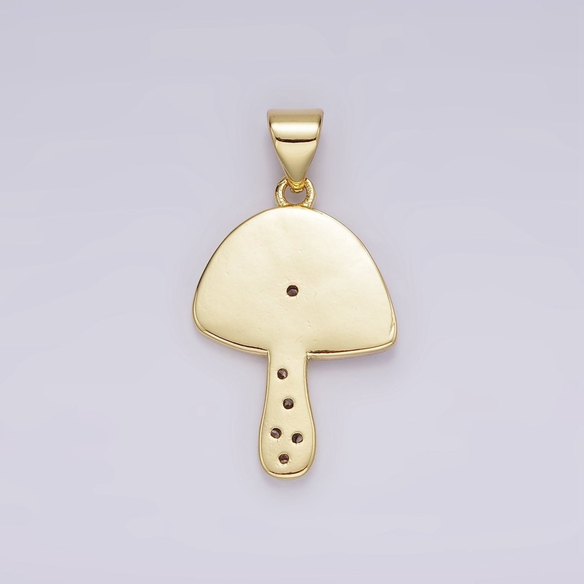 14K Gold plated Pink Enamel CZ Sparkle Mushroom Pendant | AH076 - DLUXCA