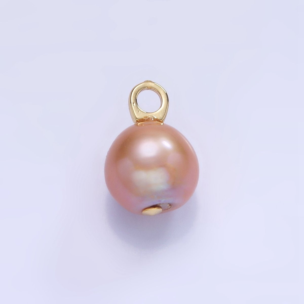 14K Gold plated Pink Freshwater Pearl Button Drop Pendant | P1723 - DLUXCA