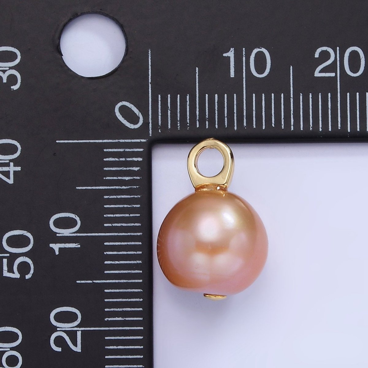 14K Gold plated Pink Freshwater Pearl Button Drop Pendant | P1723 - DLUXCA