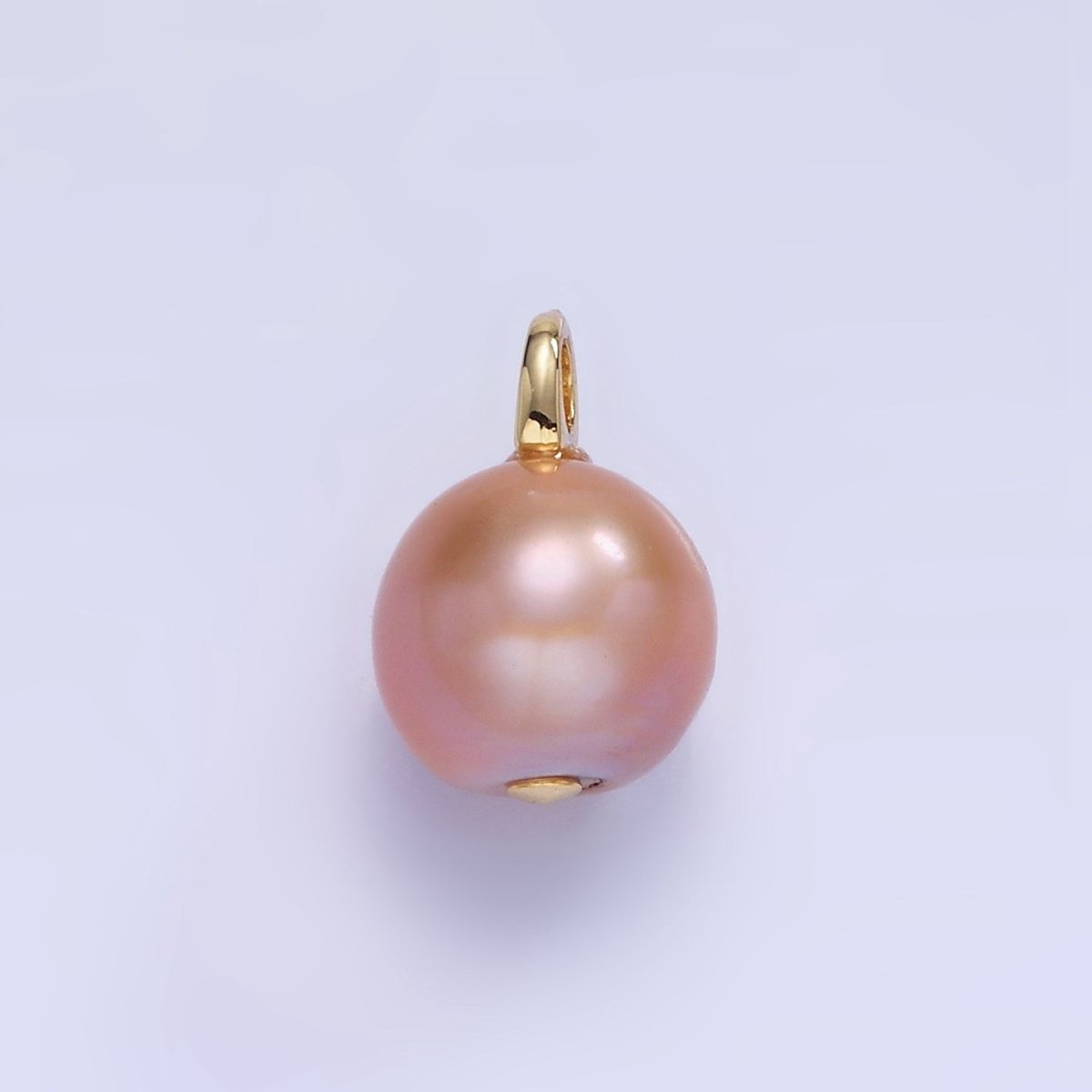 14K Gold plated Pink Freshwater Pearl Button Drop Pendant | P1723 - DLUXCA