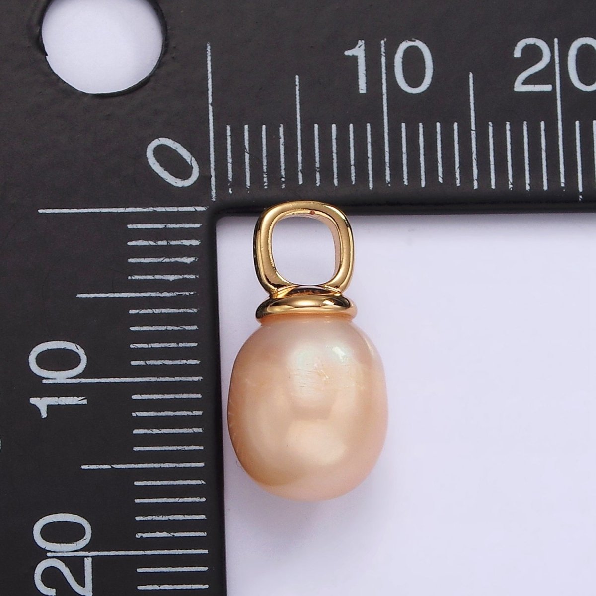 14K Gold plated Pink Freshwater Pearl Drop Square Pendant in Gold & Silver | P1659
