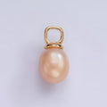 14K Gold plated Pink Freshwater Pearl Drop Square Pendant in Gold & Silver | P1659