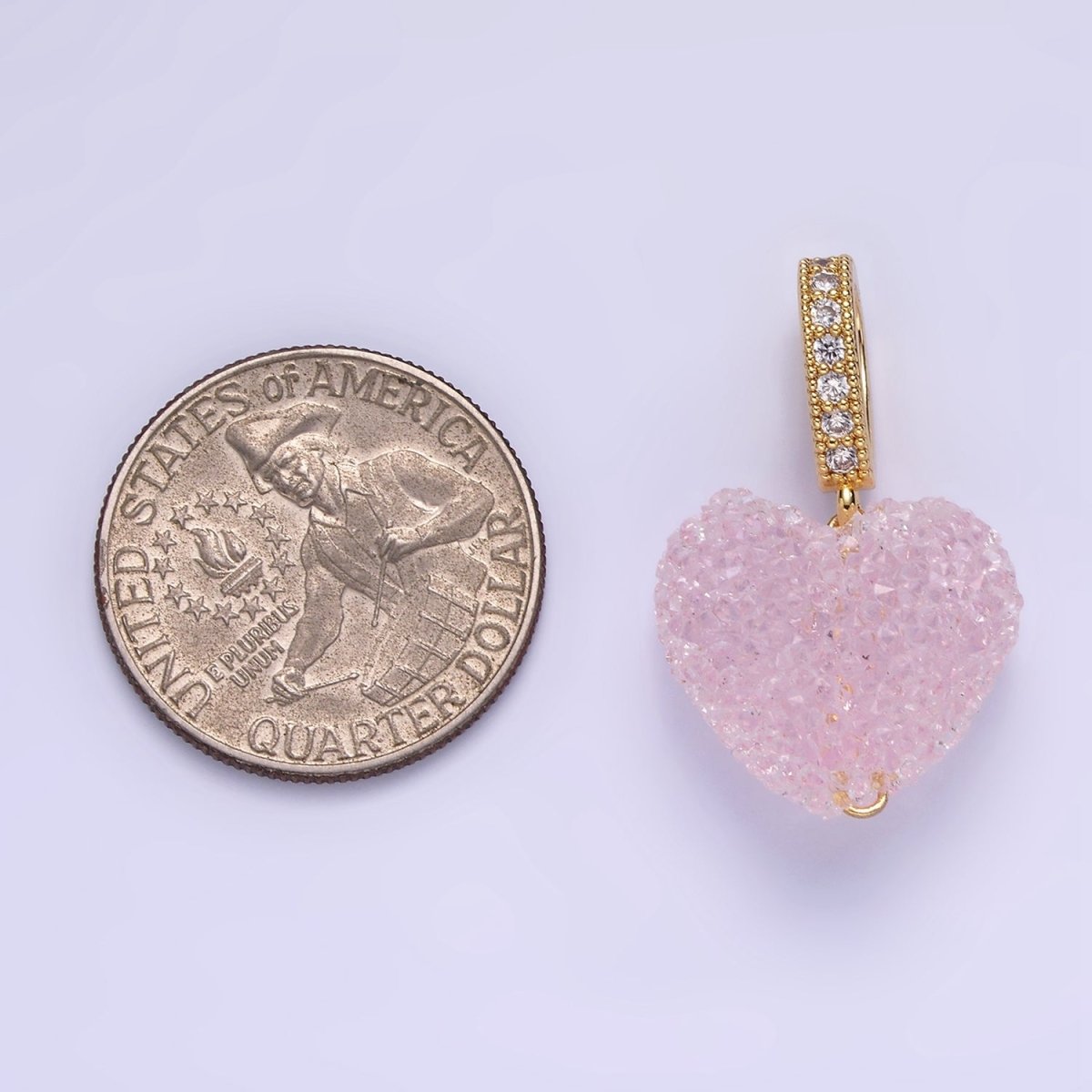 14K Gold plated Pink Heart Jelly Sugar Pendant | AA1311 - DLUXCA