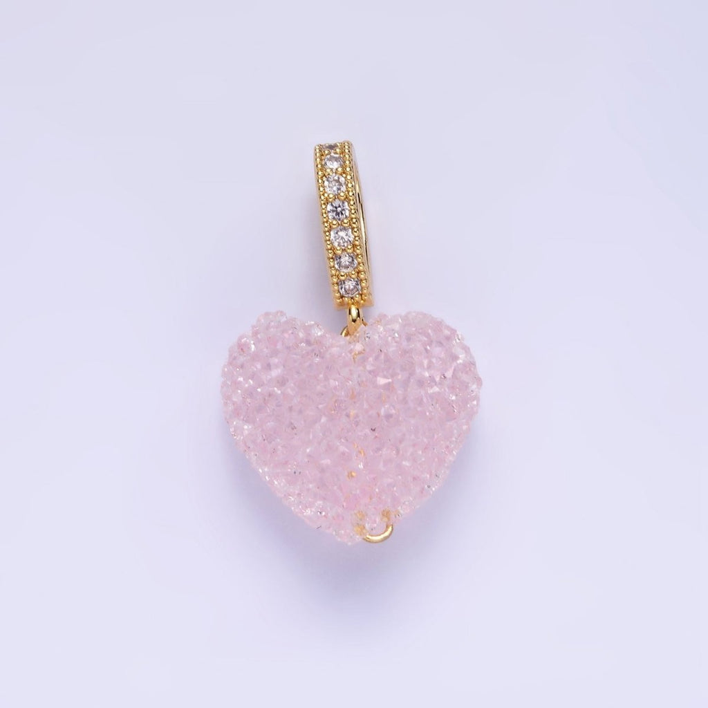 14K Gold plated Pink Heart Jelly Sugar Pendant | AA1311 - DLUXCA
