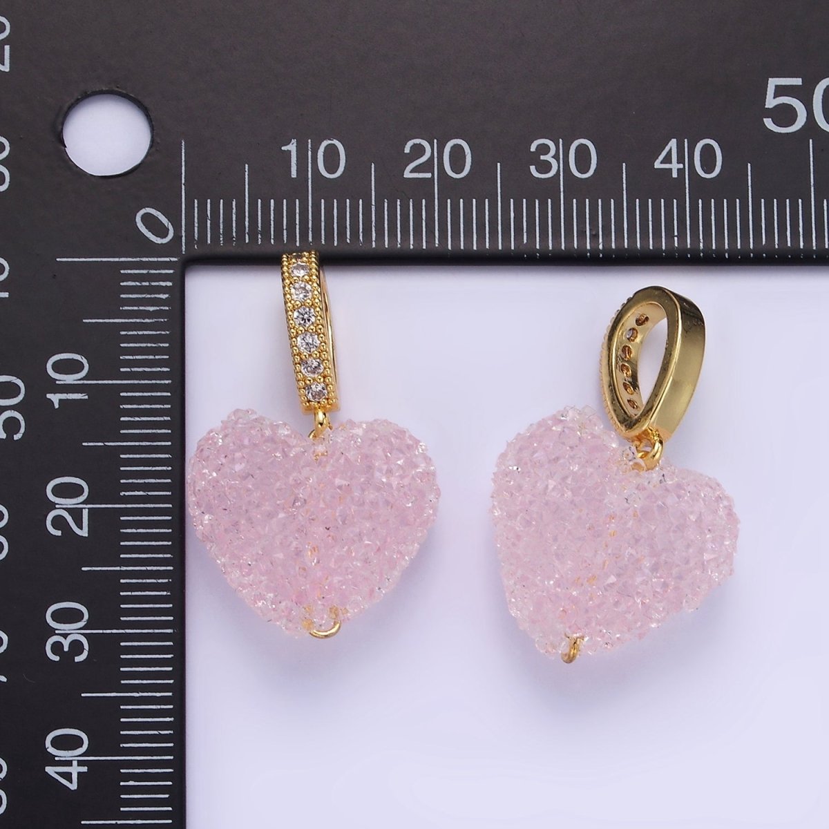14K Gold plated Pink Heart Jelly Sugar Pendant | AA1311 - DLUXCA
