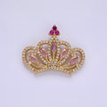 14K Gold plated Pink Marquise Micro Paved CZ Open Royal Crown Pendant | AA1135 - DLUXCA