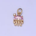 14K Gold plated Pink Octopus Charm E-292 - DLUXCA