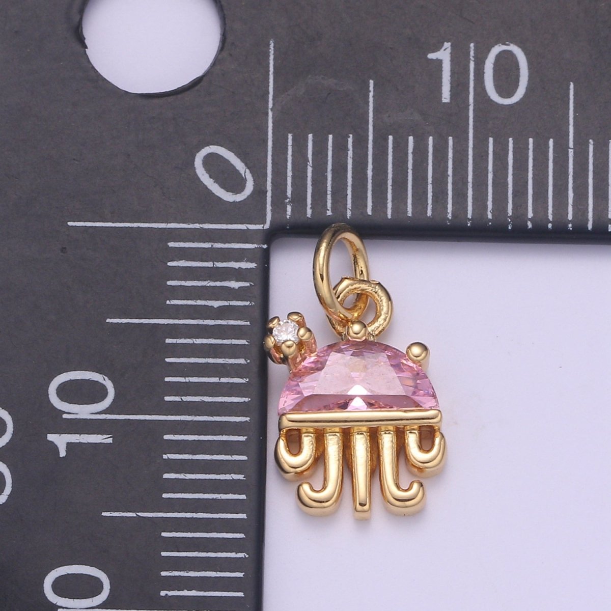 14K Gold plated Pink Octopus Charm E-292 - DLUXCA