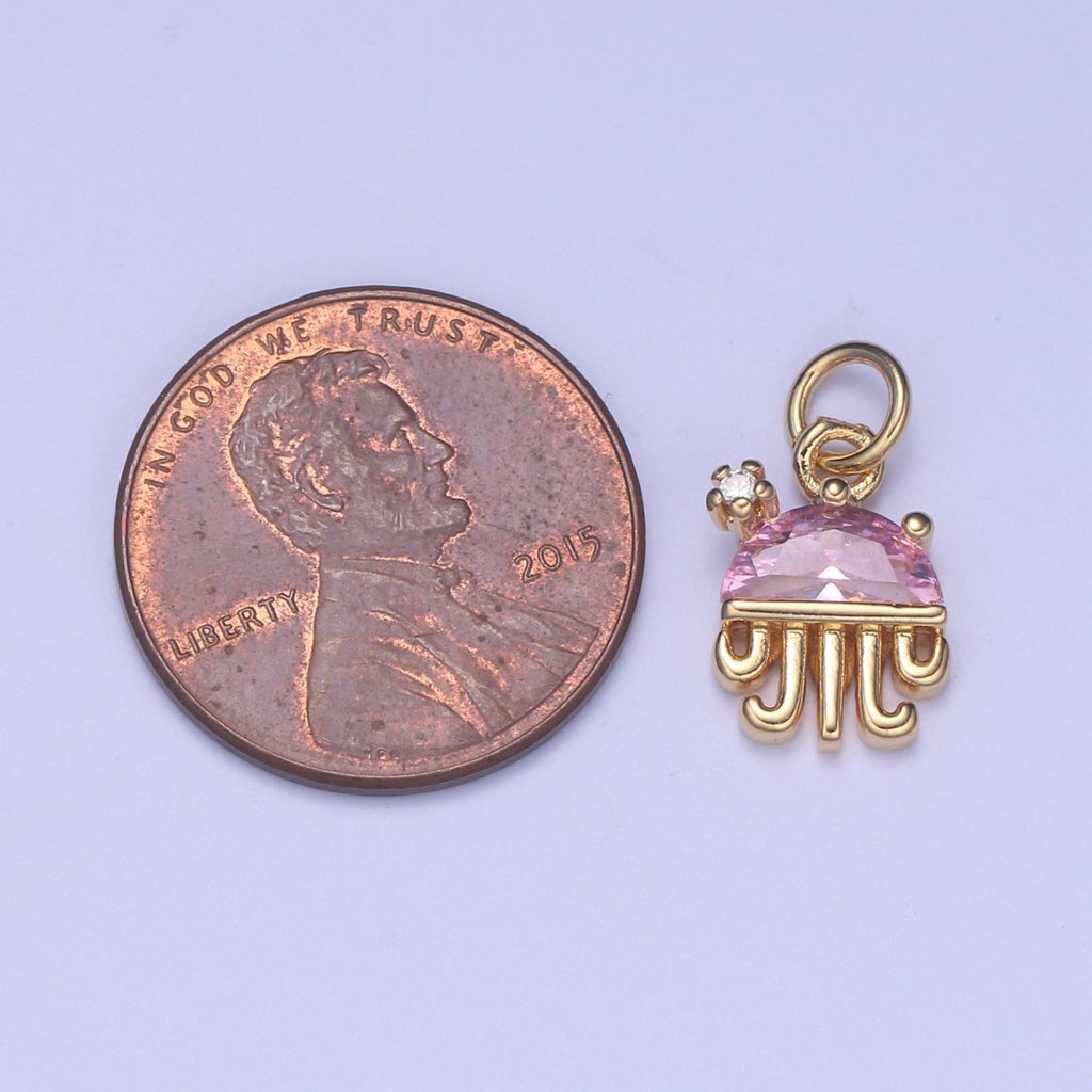 14K Gold plated Pink Octopus Charm E-292 - DLUXCA