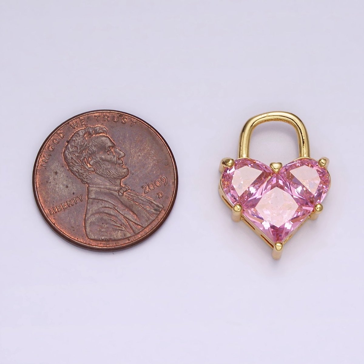 14K Gold plated Pink Pixelated Heart Locket Charm in Gold & Silver | AG-286 AG-287 - DLUXCA
