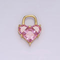 14K Gold plated Pink Pixelated Heart Locket Charm in Gold & Silver | AG-286 AG-287 - DLUXCA
