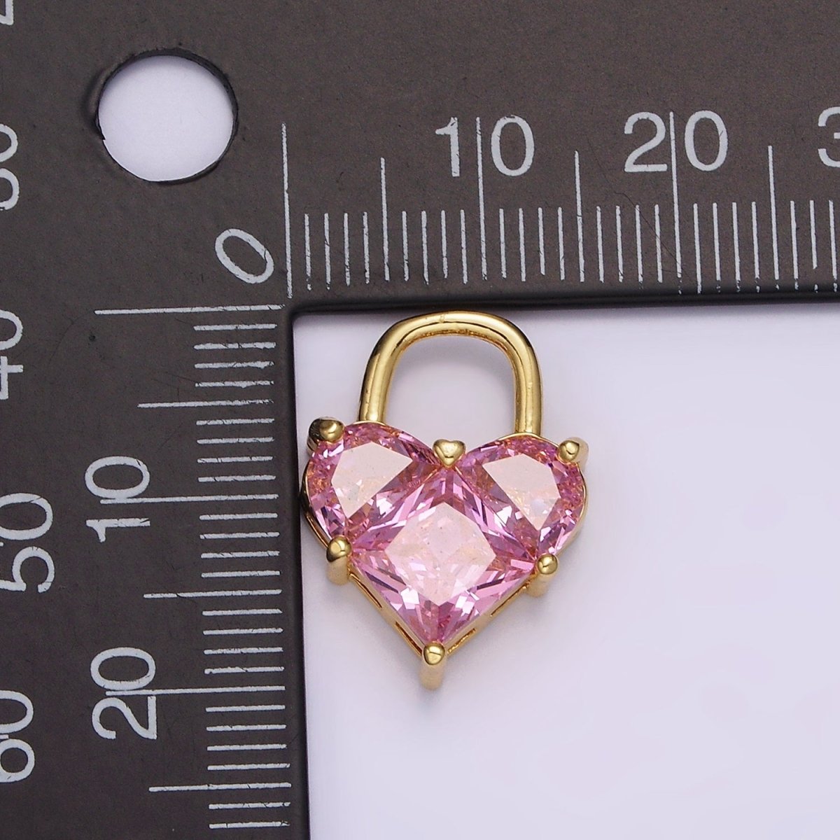 14K Gold plated Pink Pixelated Heart Locket Charm in Gold & Silver | AG-286 AG-287 - DLUXCA