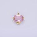 14K Gold plated Pink, Purple, Blue, Clear Multifaceted CZ Baguette Connector | G345 - G346 - DLUXCA