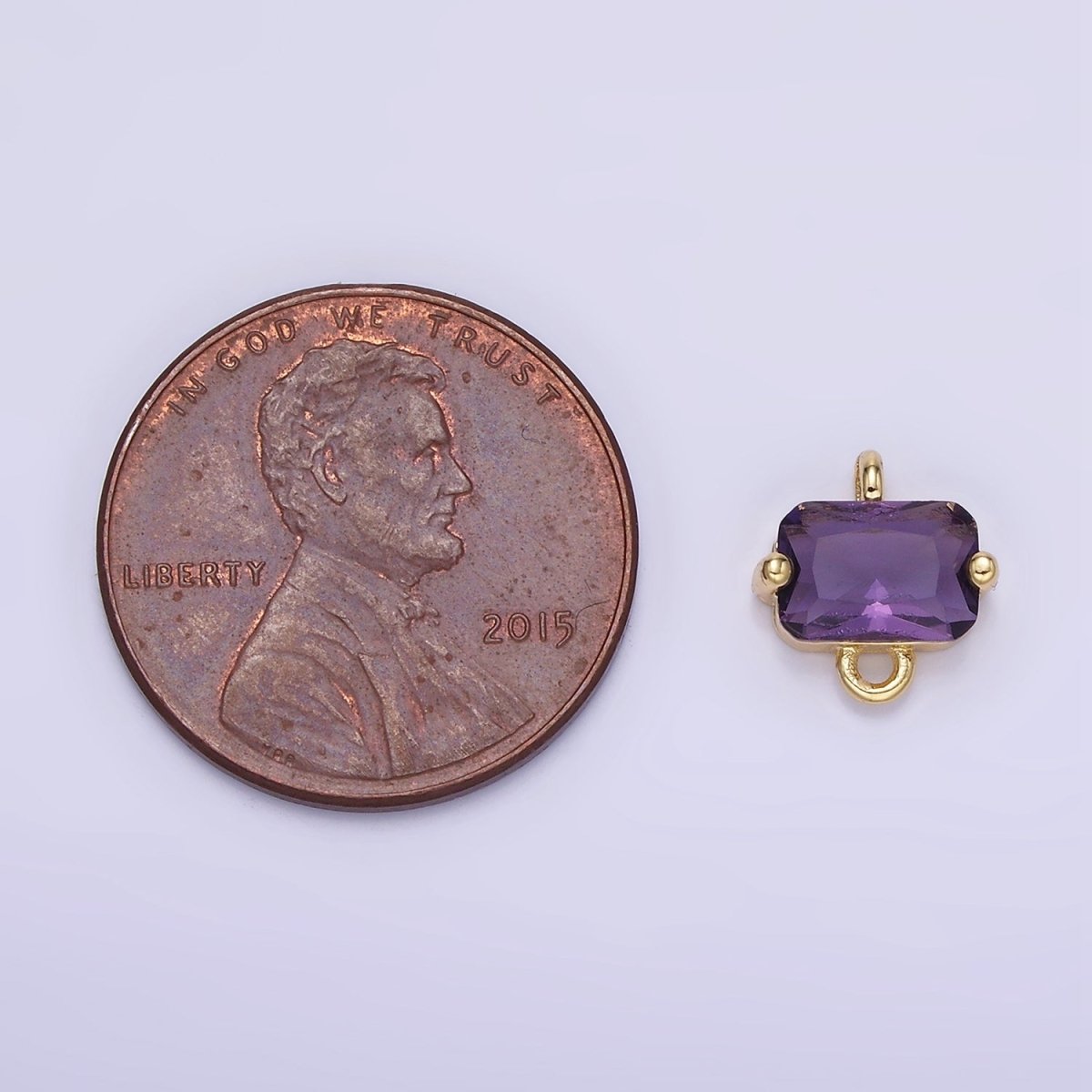 14K Gold plated Pink, Purple, Blue, Clear Multifaceted CZ Baguette Connector | G345 - G346 - DLUXCA