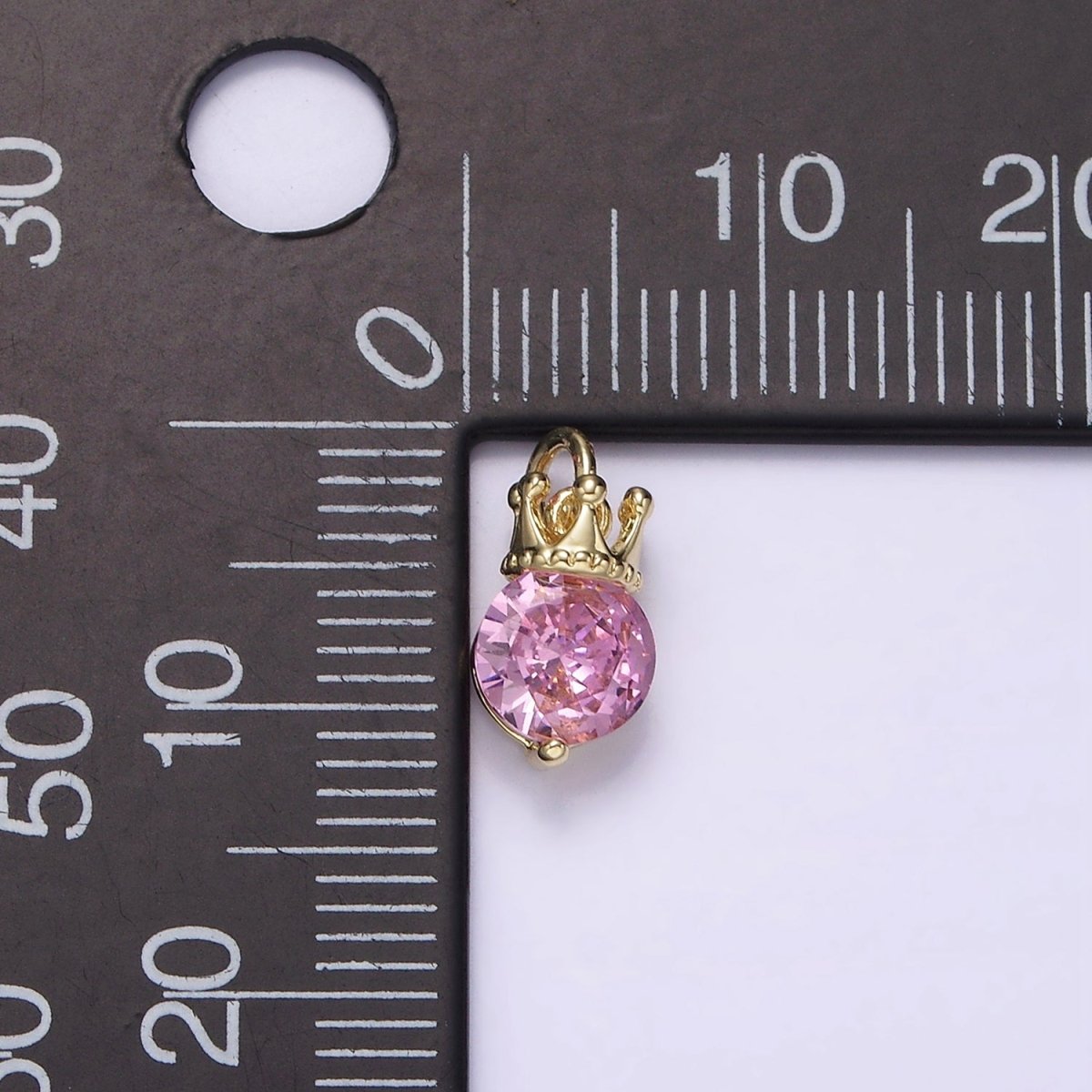 14K Gold plated Pink, Purple, Clear Round CZ Crown Add-On Charm | AG238 - AG240 - DLUXCA