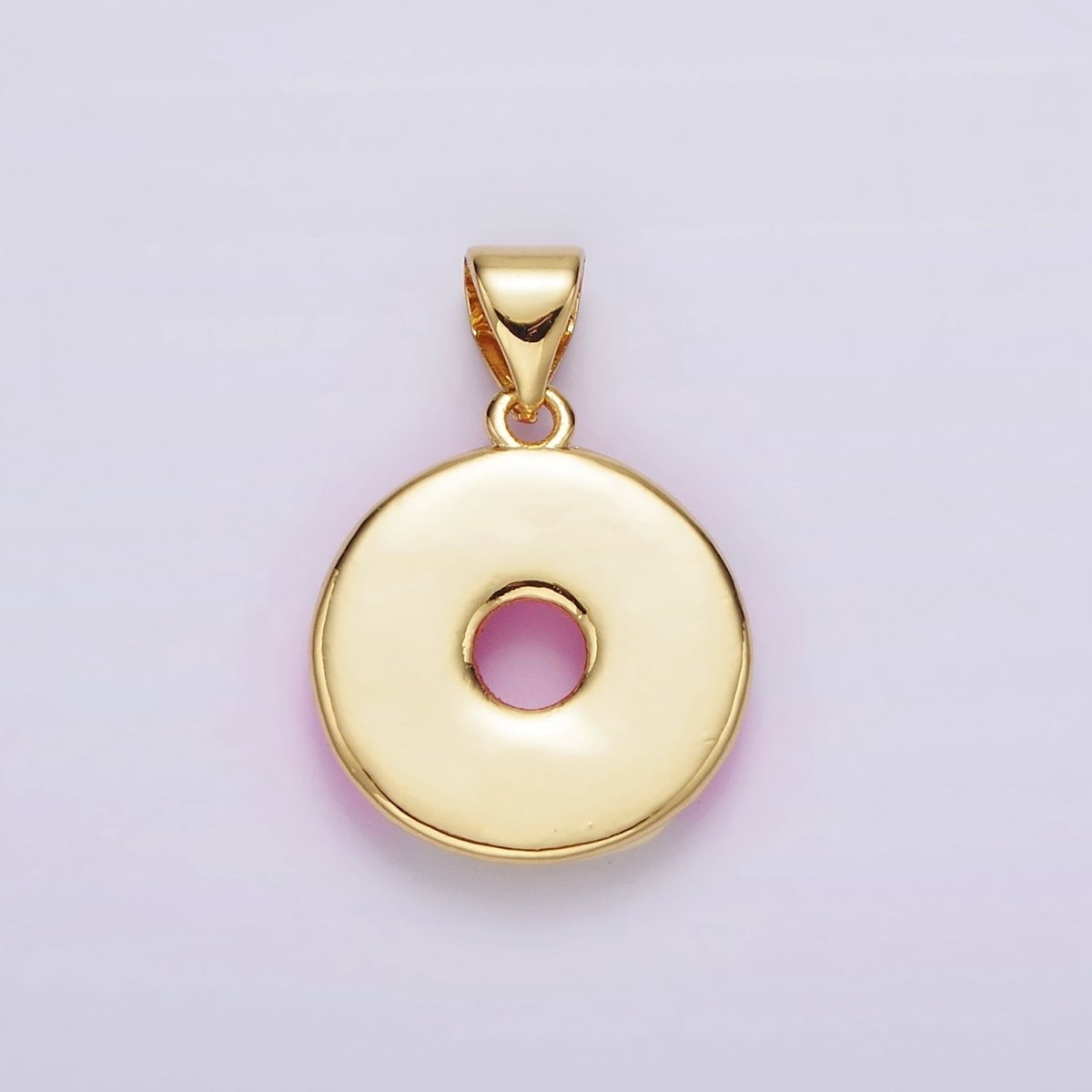14K Gold plated Pink Sprinkle Donut Enamel Pendant | AH080 - DLUXCA