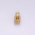 14K Gold plated Puffed Leaf Beaded Open Round Bail Jewelry Finding Supply | Z649 - DLUXCA
