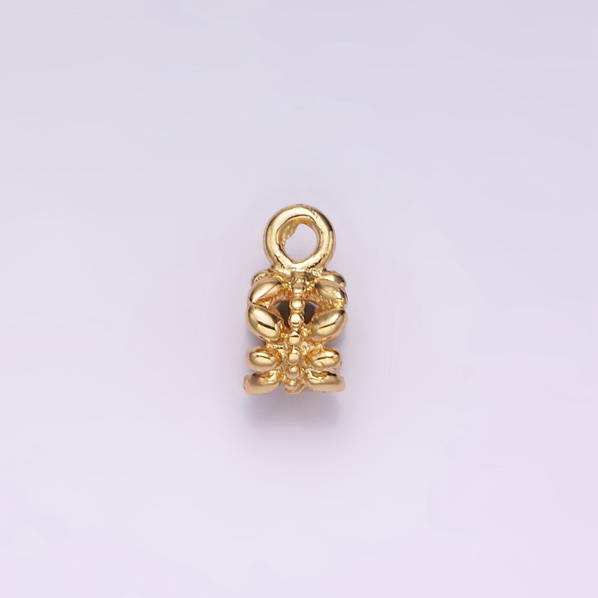 14K Gold plated Puffed Leaf Beaded Open Round Bail Jewelry Finding Supply | Z649 - DLUXCA