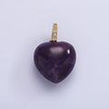14K Gold plated Purple Amethyst Heart Micro Paved CZ Bail Pendant | AC798 - DLUXCA