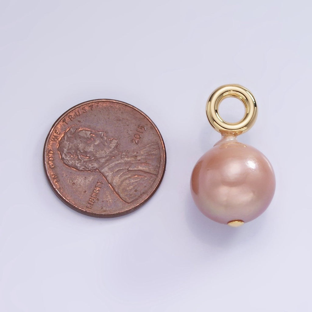 14K Gold plated Purple Freshwater Pearl Button Drop Pendant | P1704 - DLUXCA
