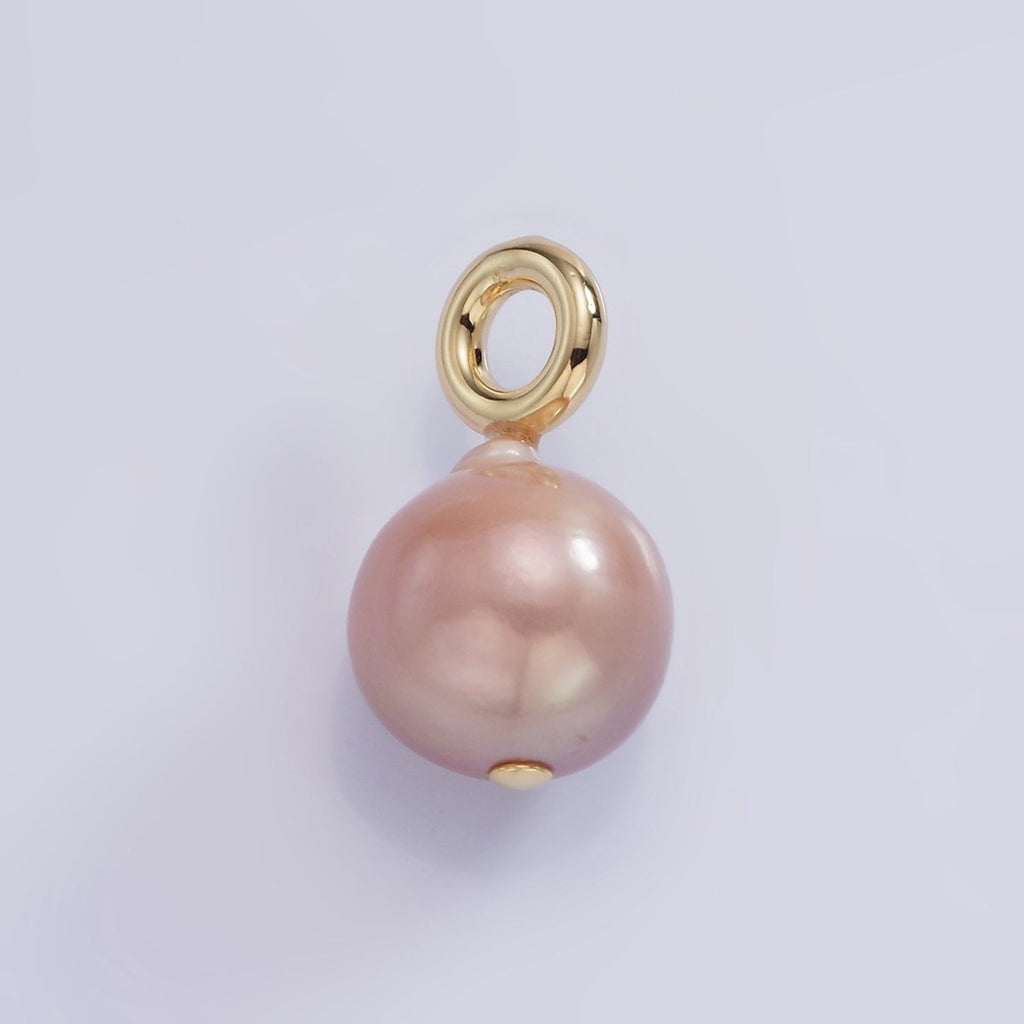 14K Gold plated Purple Freshwater Pearl Button Drop Pendant | P1704 - DLUXCA
