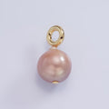 14K Gold plated Purple Freshwater Pearl Button Drop Pendant | P1704 - DLUXCA
